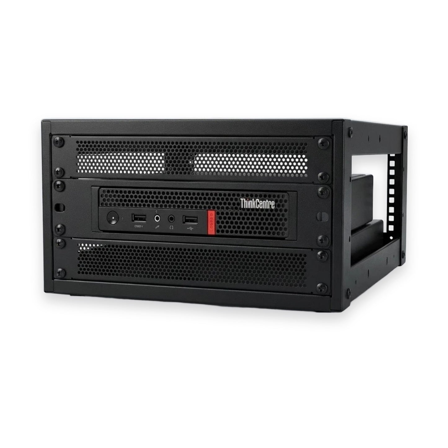 10-inch Rack Mount for Lenovo ThinkCentre Tiny Series — installed in a rack