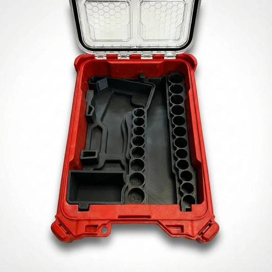 Black PETG Rack Forged Packout insert for Milwaukee M12 Stubby 3/8-inch impact, detail view 2