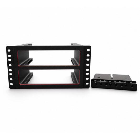 Black two-node 10-inch rack-mount enclosure for MINISFORUM MS-A2 mini PCs