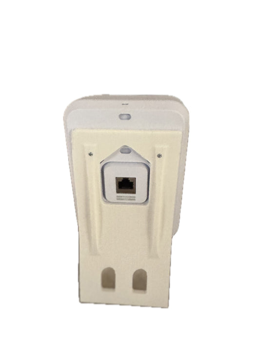 Angled view of Rack Forged desktop stand for UniFi U6 and U7 In-Wall access points