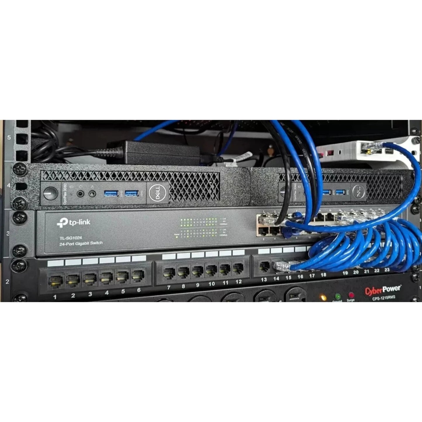 Single mini-PC and blank-panel layout for Rack Forged Dell OptiPlex Micro rack mount