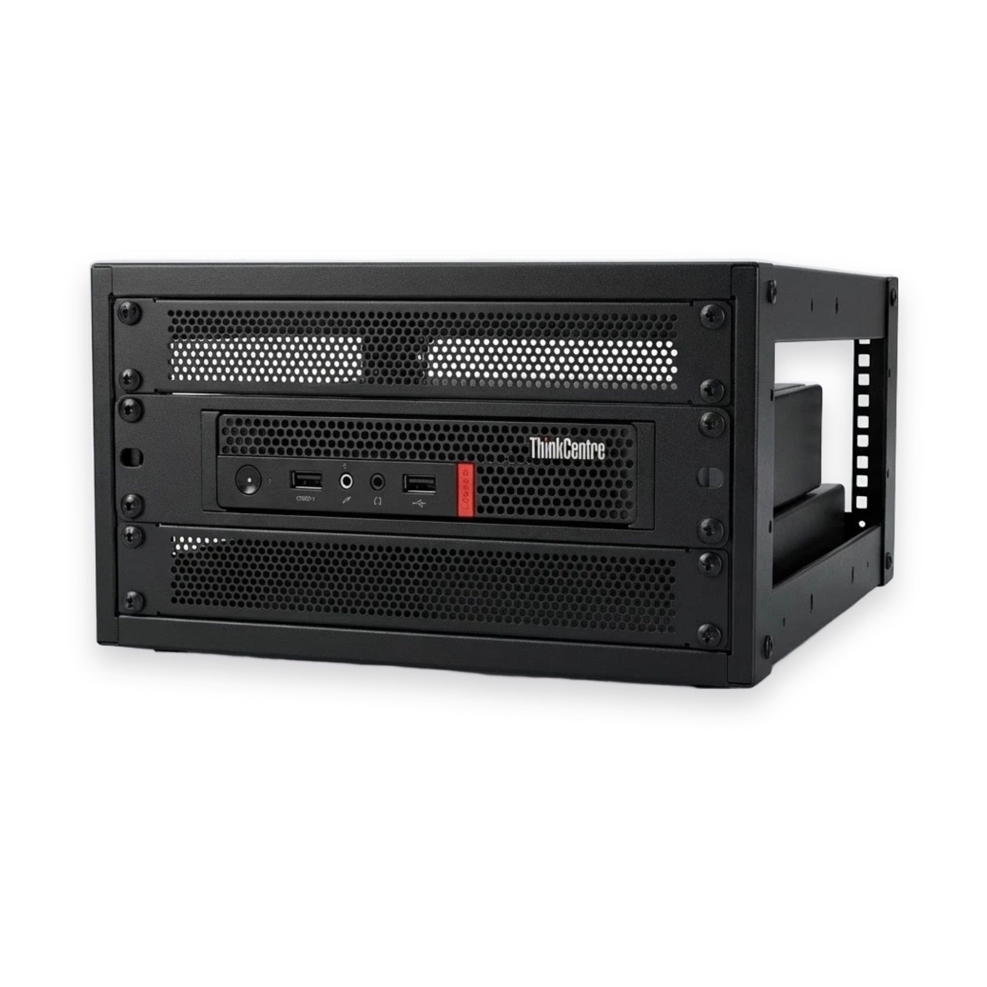 10-inch Rack Mount for Lenovo ThinkCentre Tiny Series — installed in a rack