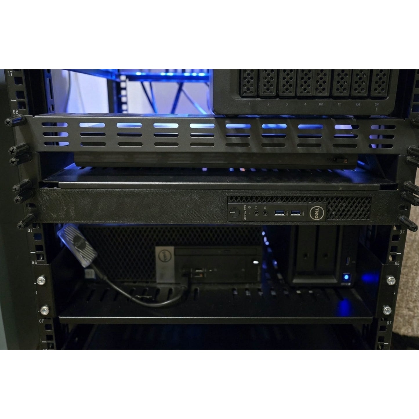 Mounting ear detail on Rack Forged 1U rack mount for Dell OptiPlex Micro