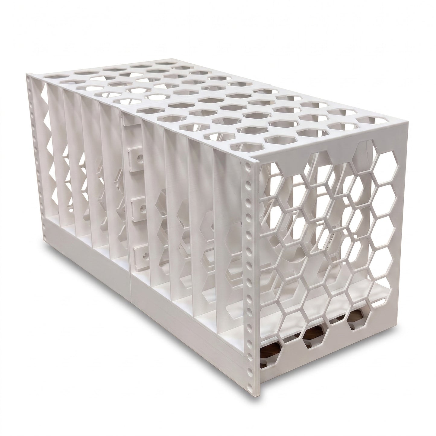 Empty Rack Forged 10-unit Dell Micro rack mount in matte White PETG on a pure-white background