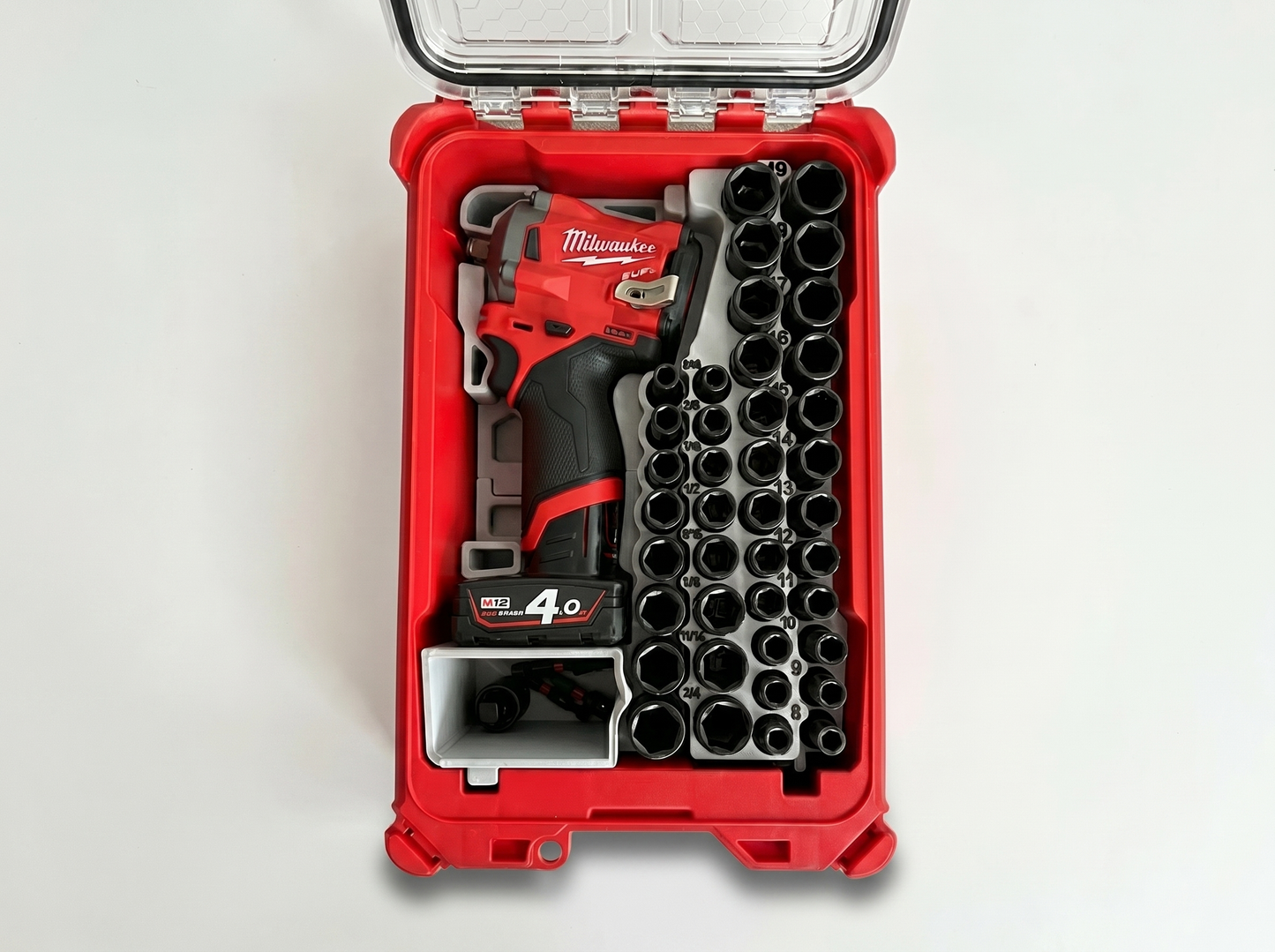 Rack Forged Packout insert for Milwaukee M12 Stubby 3/8-inch impact, detail view 7