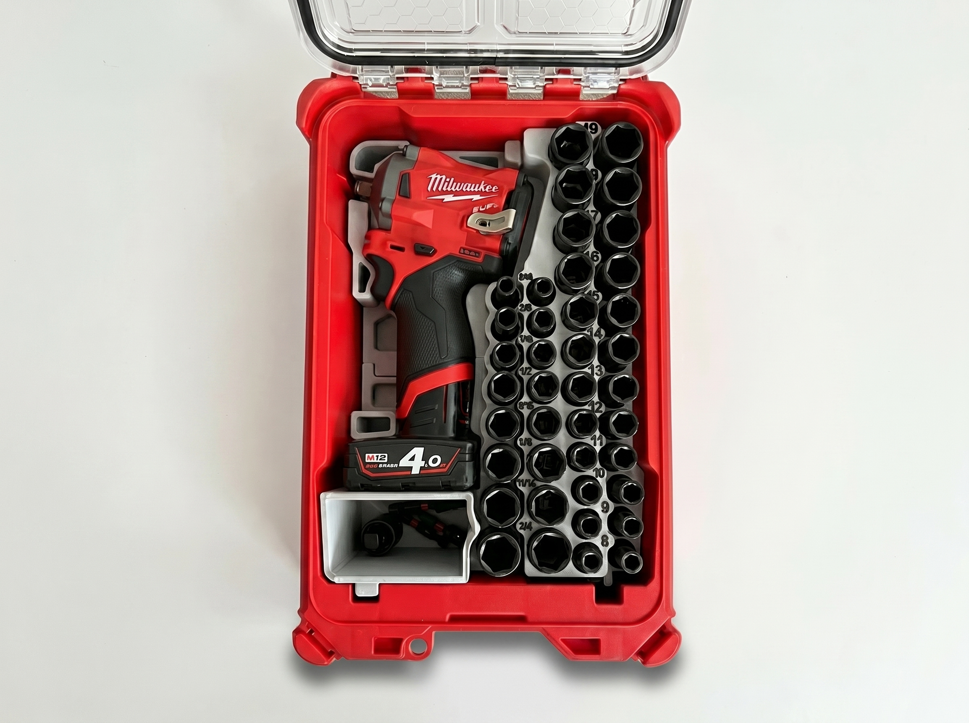 Rack Forged Packout insert for Milwaukee M12 Stubby 3/8-inch impact, detail view 7